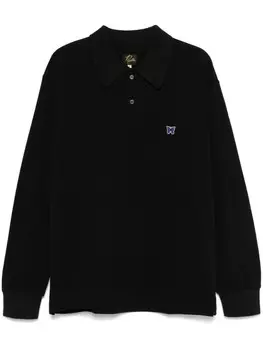 Needles рубашка поло с вышитым логотипом, черный