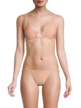 Нефритовый лиф бикини в полоску Onia Peach