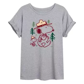 Негабаритная футболка с рисунком для подростков Peanuts Snoopy Hiking Licensed Character