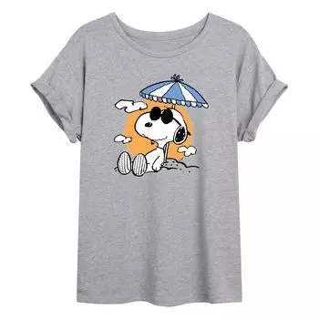 Негабаритная футболка с рисунком Juniors' Peanuts Beach Day Licensed Character