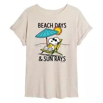 Негабаритная футболка с рисунком Juniors' Peanuts Beach Days Licensed Character, бежевый