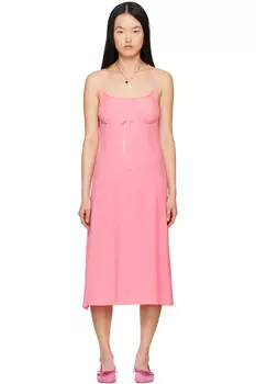 Неглиже с бантом миди-платье-комбинация Simone Rocha, розовый