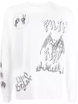 Neighborhood футболка с длинными рукавами и графичным принтом, белый