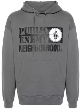 Neighborhood худи с графичным принтом из коллаборации с Public Enemy, серый