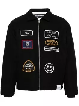 Neighborhood куртка из смесовой шерсти с нашивкой-логотипом, черный