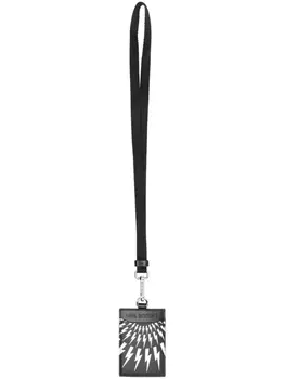 Neil Barrett картхолдер со шнурком на шею и узором Thunderbolt, черный