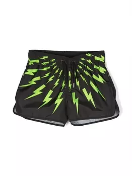 Neil Barrett плавки-шорты с принтом Thunderbolt, черный