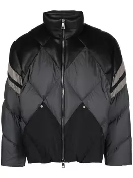 Neil Barrett пуховик с высоким воротником и вставками, черный