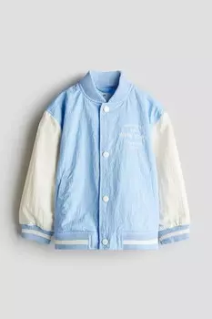 Нейлоновая бейсбольная куртка H&M, голубой