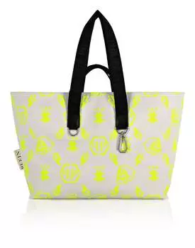 Нейлоновая большая сумка с монограммой Philipp Plein, цвет White+Yellowfluo