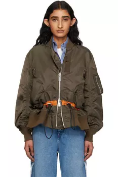 Нейлоновая бомбер-куртка в стиле блузон с отделкой твил Sacai, мультиколор