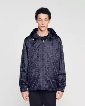 Нейлоновая мужская куртка с квадратным крестом Sandro, черный