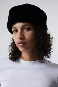 Нейлоновая шапка с искусственным мехом Weekday, черный