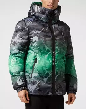 Нейлоновая стеганая куртка Neon Amazon Edition (камуфляж) Plein Sport, цвет Black+Green Fluo