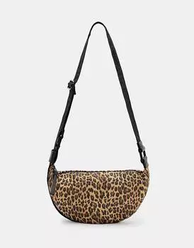 Нейлоновая сумка через плечо All Saints Half Moon с леопардовым принтом AllSaints
