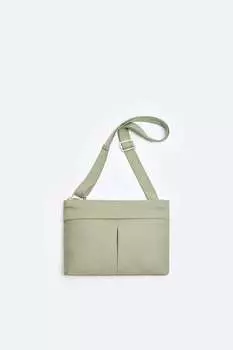 Нейлоновая сумка через плечо с карманами ZARA, цвет морской волны