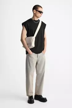 Нейлоновая сумка через плечо с клапаном ZARA, цвет bone white