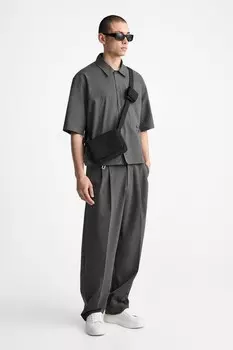 Нейлоновая сумка через плечо с клапаном ZARA, черный