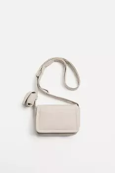 Нейлоновая сумка через плечо с клапаном ZARA, цвет Bone White