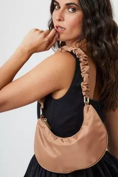 Нейлоновая сумка через плечо со складками My Accessories London, коричневый