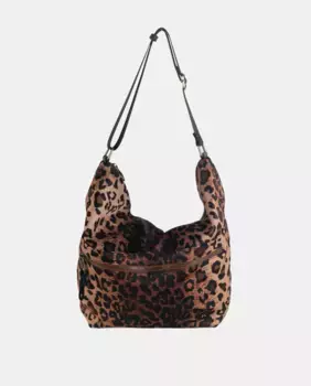 Нейлоновая сумка-хобо с животным принтом в коричневых тонах Kbas, коричневый