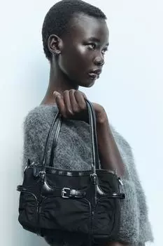 Нейлоновая сумка с пряжкой ZARA, черный