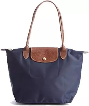 Нейлоновая сумка-тоут Longchamp Le Pliage среднего размера в темно-синем цвете (Navy Blue)
