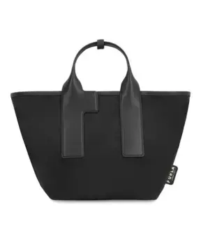 Нейлоновая сумка тоут с кожаными деталями Furla, черный