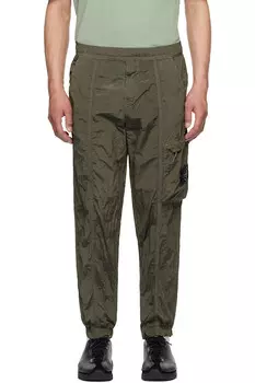 Нейлоновые карго-брюки с металлическим отливом Econyl Stone Island, зеленый
