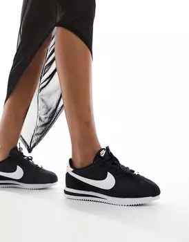 Нейлоновые кроссовки унисекс Nike Cortez черного и белого цвета