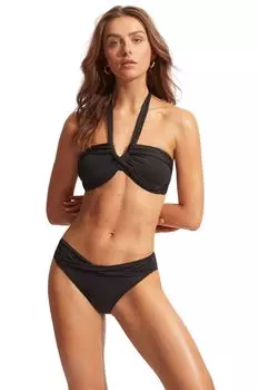 Нейлоновые мини-хипстеры с перекрученным поясом Seafolly, черный