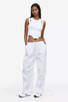 Нейлоновые парашютные штаны H&M, белый