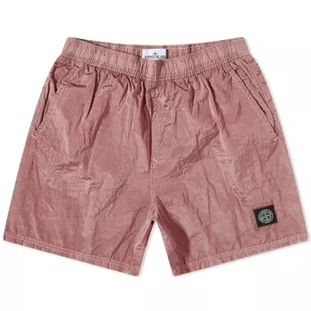 Нейлоновые шорты Stone Island с эффектом металлик, розовый