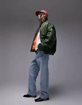 Нейлоновый бомбер цвета хаки Topshop