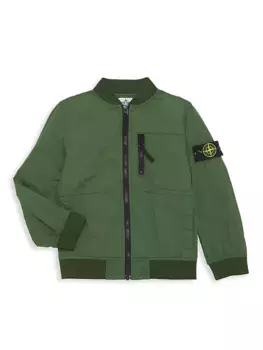 Нейлоновый бомбер для маленьких мальчиков и мальчиков Stone Island, цвет bottle green