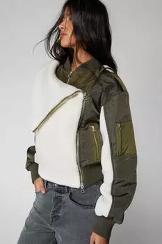 Нейлоновый бомбер Hybrid Borg Nasty Gal, хаки