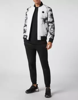 Нейлоновый бомбер Splash Extreme Plein Sport, цвет White / Black