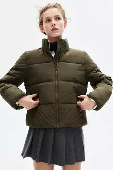 Нейлоновый пуховик H&M, зеленый