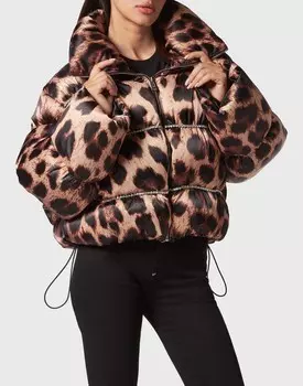 Нейлоновый пуховик оверсайз с леопардовым принтом Philipp Plein, леопард