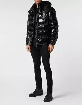 Нейлоновый пуховик Philipp Plein, черный