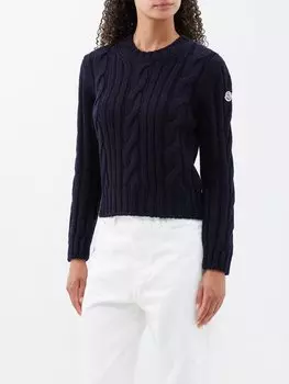 Нейлоновый свитер косой вязки Moncler, синий
