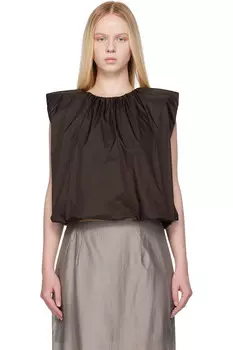 Нейлоновый топ с объемными сборками Amomento, коричневый