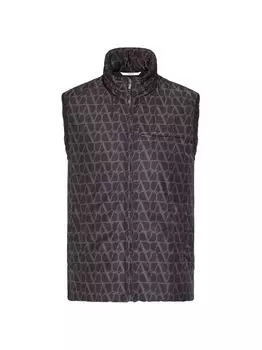 Нейлоновый жилет с принтом Toile Iconographe Valentino, черный