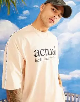 Нейтральная футболка оверсайз ASOS Actual co-ord с окантовкой и логотипом