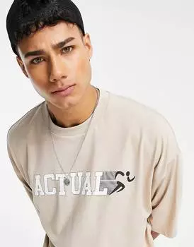 Нейтральная оверсайз-футболка с логотипом ASOS Actual