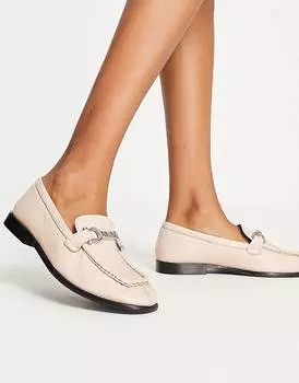 Нейтральные кожаные лоферы Topshop Lola с цепочкой