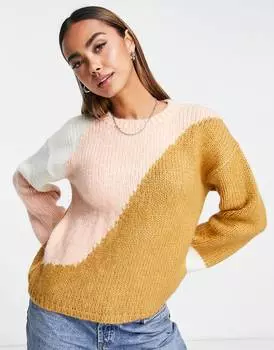 Нейтральный джемпер ASOS DESIGN с узором колор-блок
