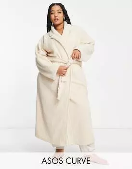 Нейтральный халат макси ASOS DESIGN Curve