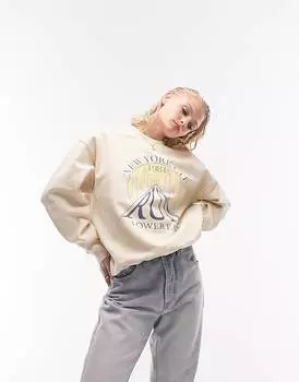 Нейтральный свитер оверсайз в винтажном стиле Topshop New York City run