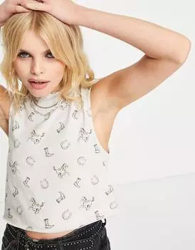 Нейтральный топ с ковбойским принтом ASOS DESIGN